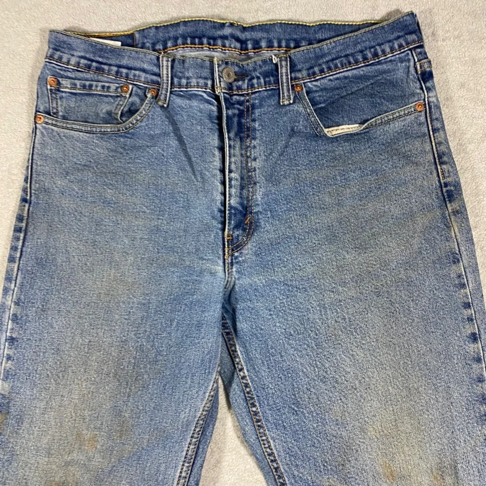 Levi's 514 Straight Fit Jeans Mens 36x30 Blue Medium Wash Denim Pants Distressed